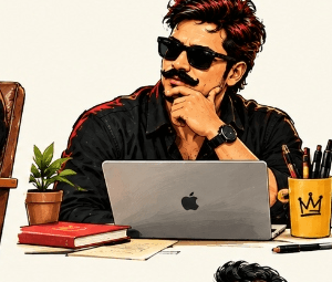Janu Bhai building at workstation
